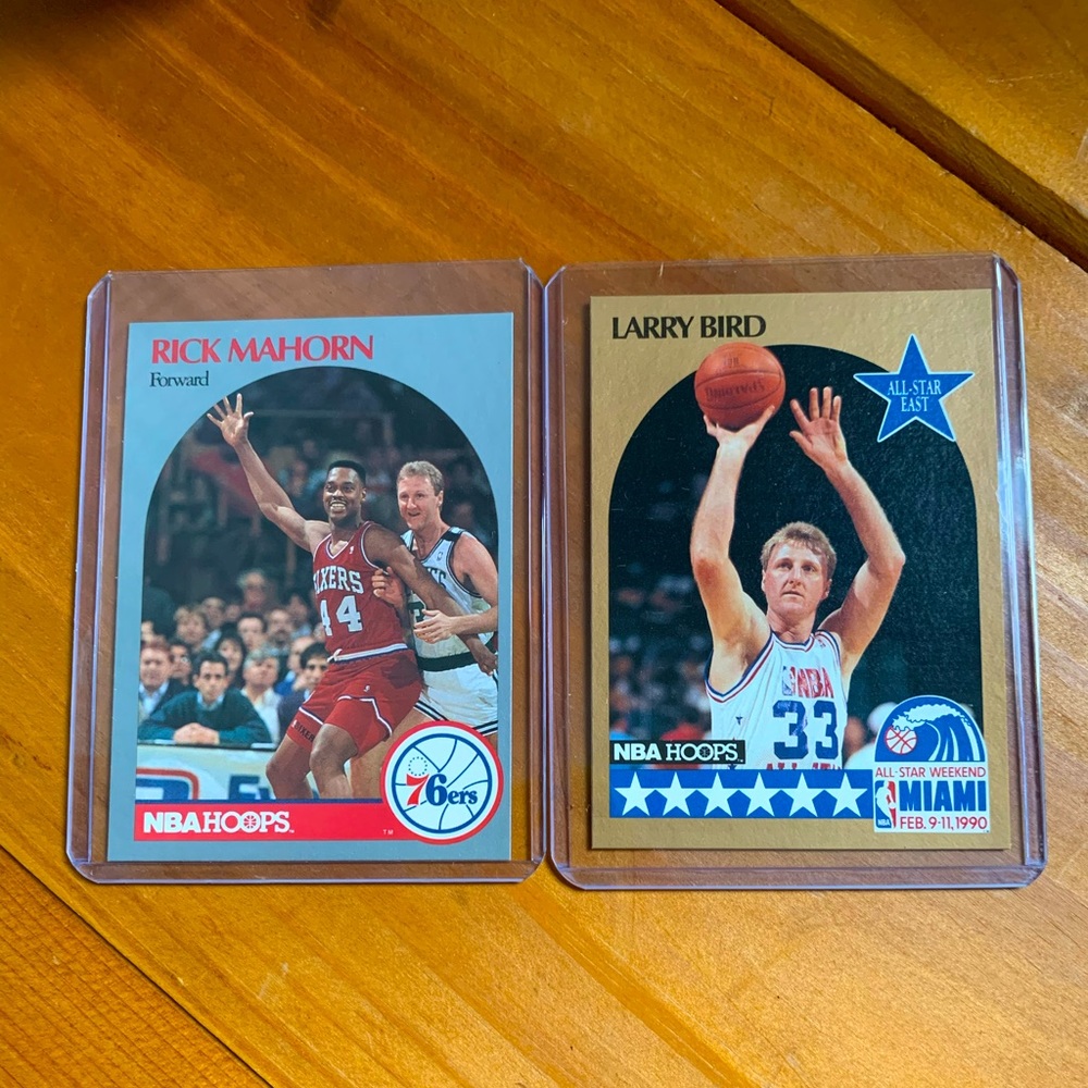 Larry Bird two cards 1990 NBA HOOPS perfect condition
